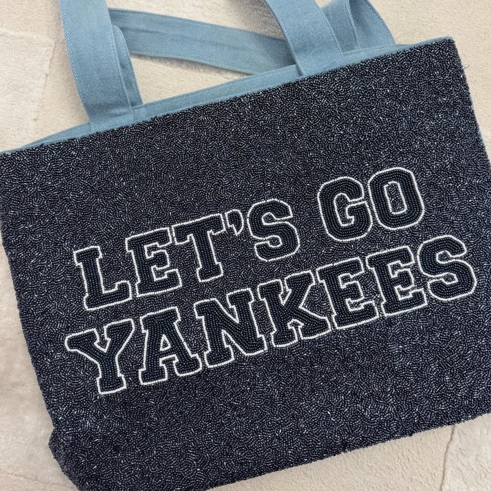 Island To East Side New York Yankees Beaded Tote Bag